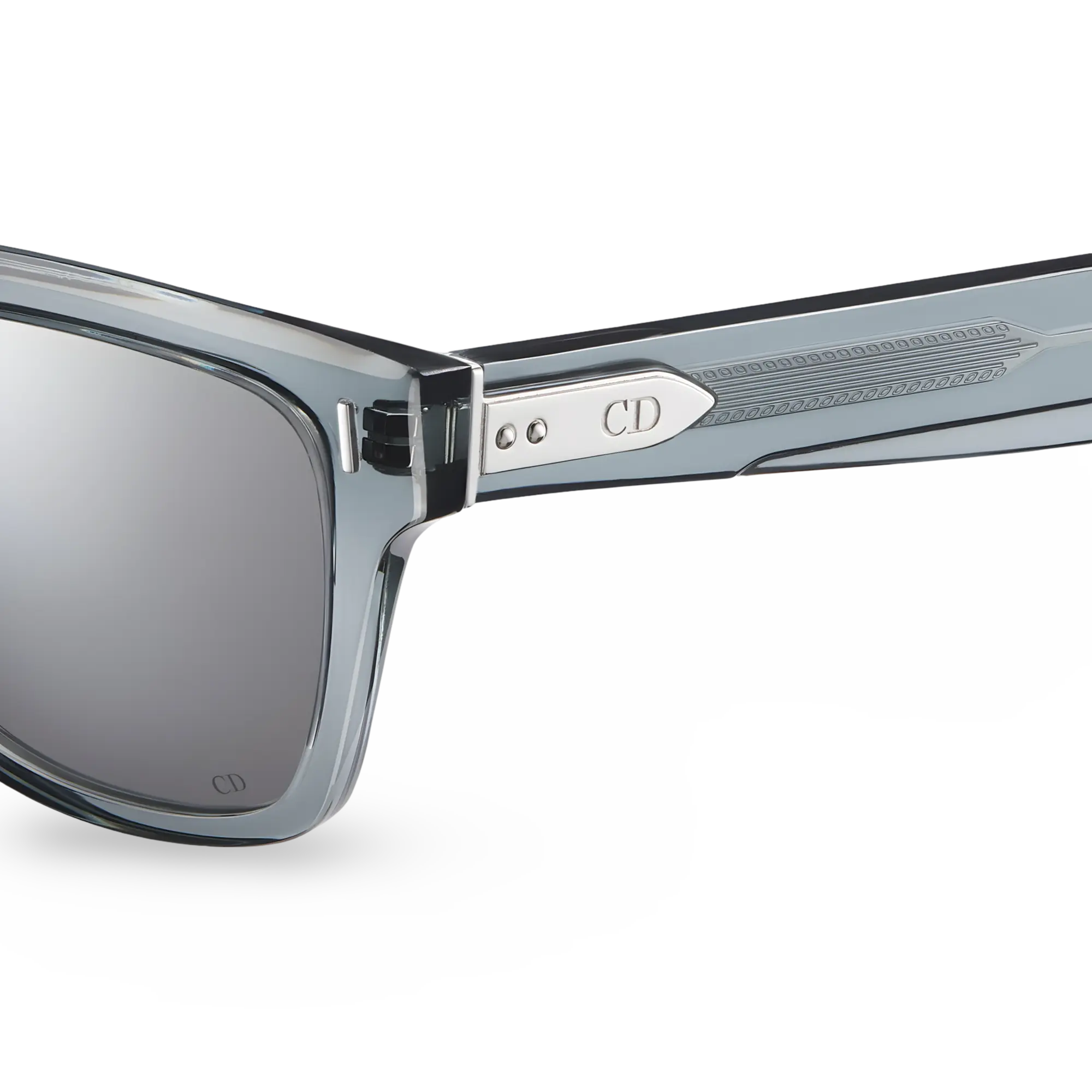Rechteckige Sonnenbrille Transparent Blau-Grau mit silber verspiegelten Gläsern