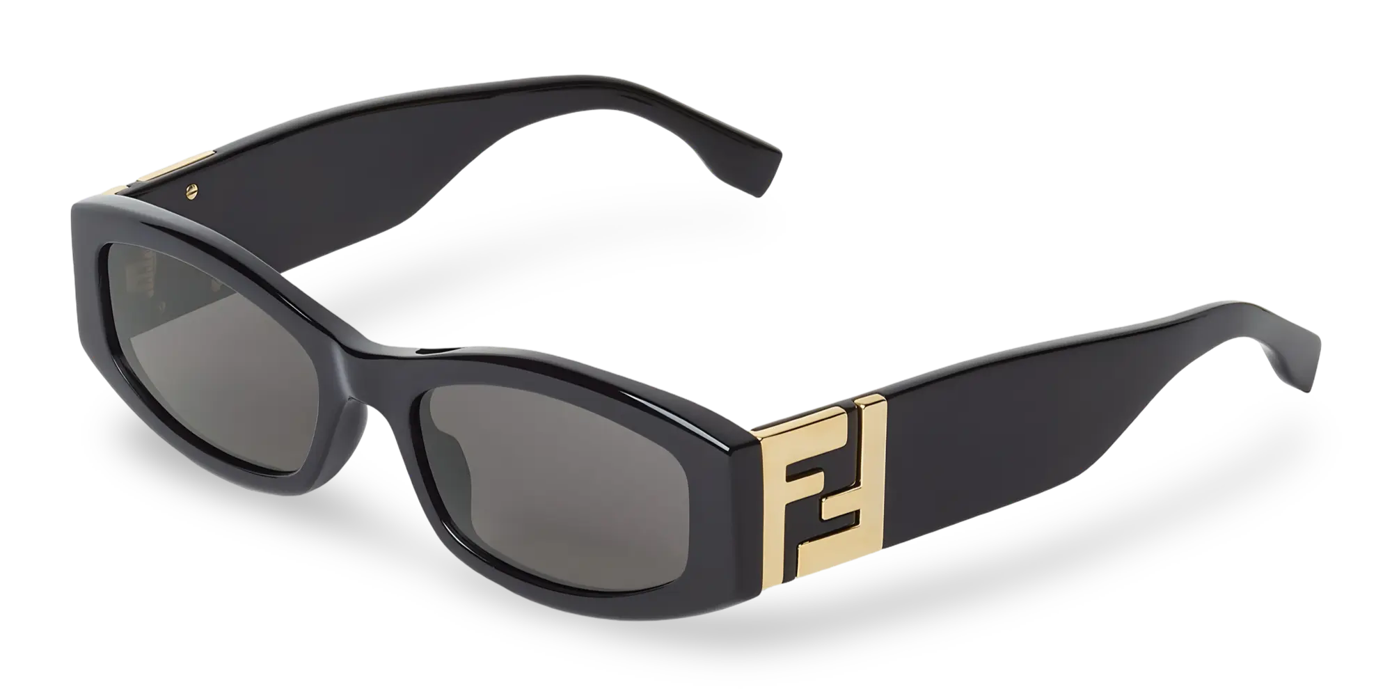 Rechteckige schwarze Sonnenbrille mit grauen Gläsern