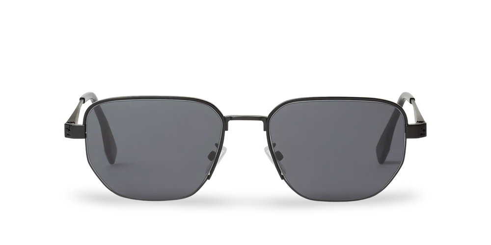 Occhiali Da Sole Geometrico Nero Opaco con Lenti Grigio Fumo