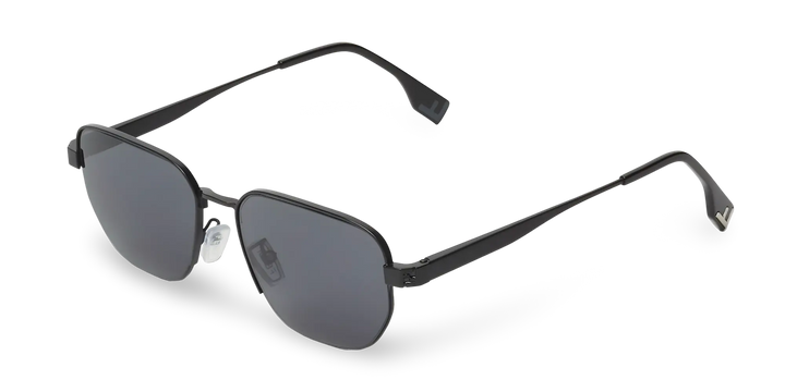 Occhiali Da Sole Geometrico Nero Opaco con Lenti Grigio Fumo