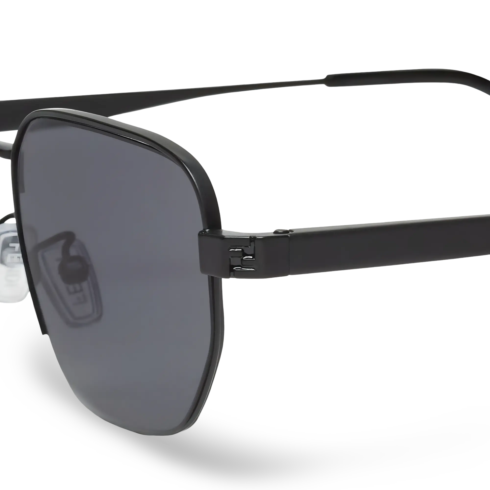 Matte Black Geometric Sunglasses with Smoke Grey Lenses