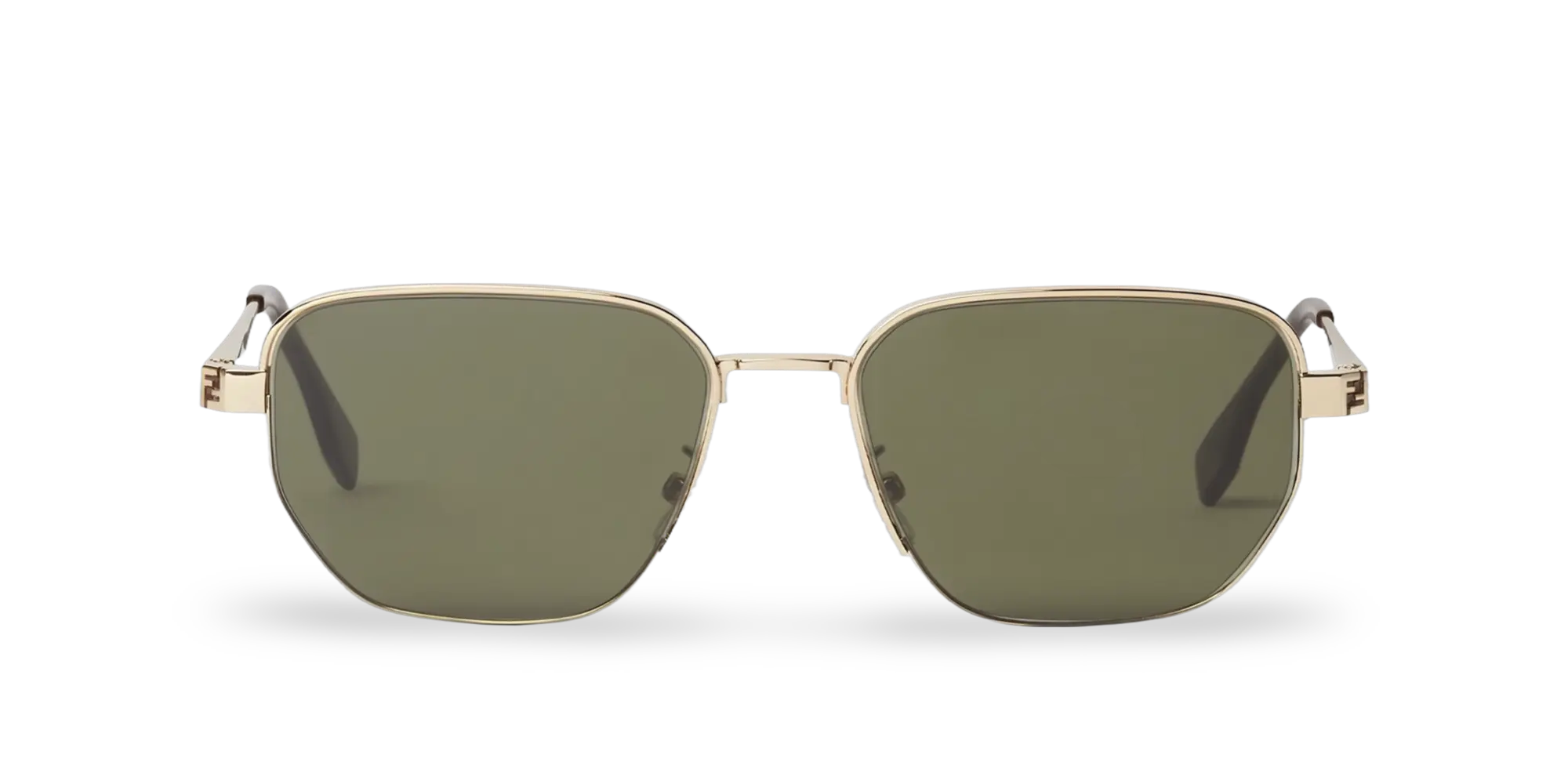 Gold Geometric Sunglasses with Green Lenses