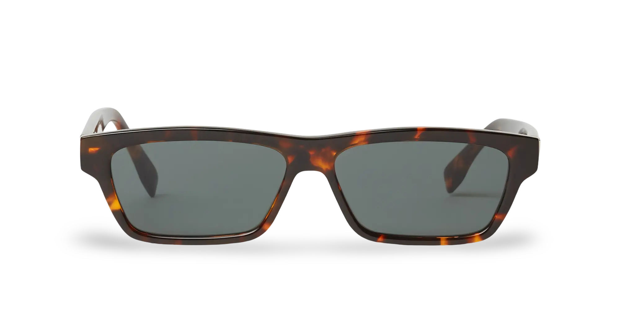 Havana Rectangular Sunglasses with Green Lenses