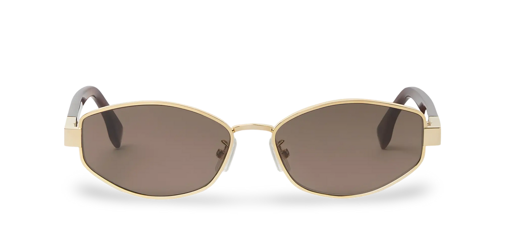 Occhiali Da Sole Ovale Oro con Lenti Marrorni