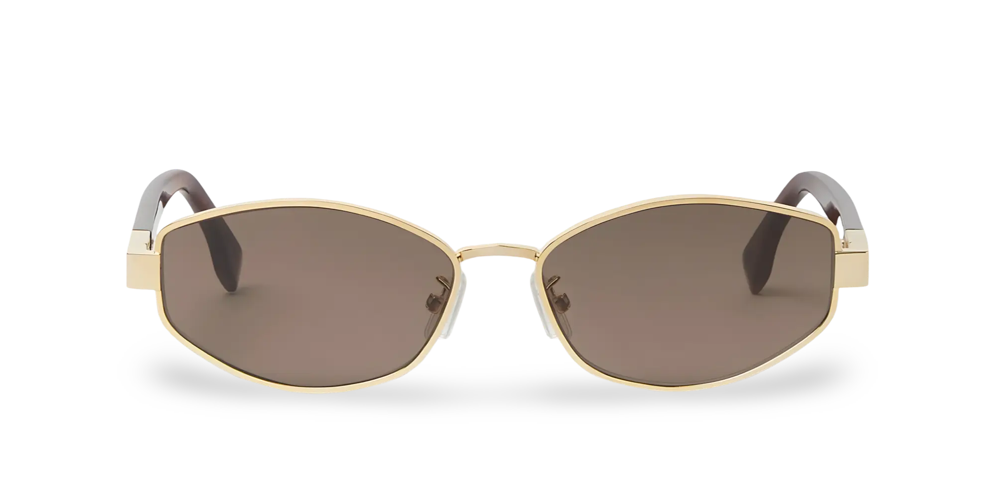 Gold Oval Sunglasses with Brown Lenses