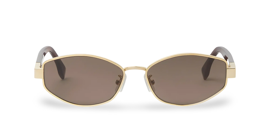 Occhiali Da Sole Ovale Oro con Lenti Marrorni