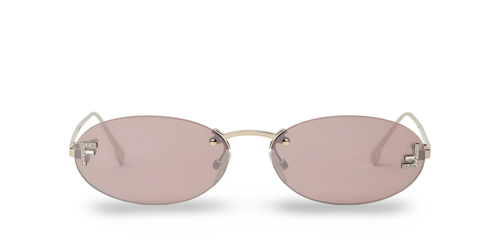 Ovale Sonnenbrille in Roségold mit verspiegelten Gläsern