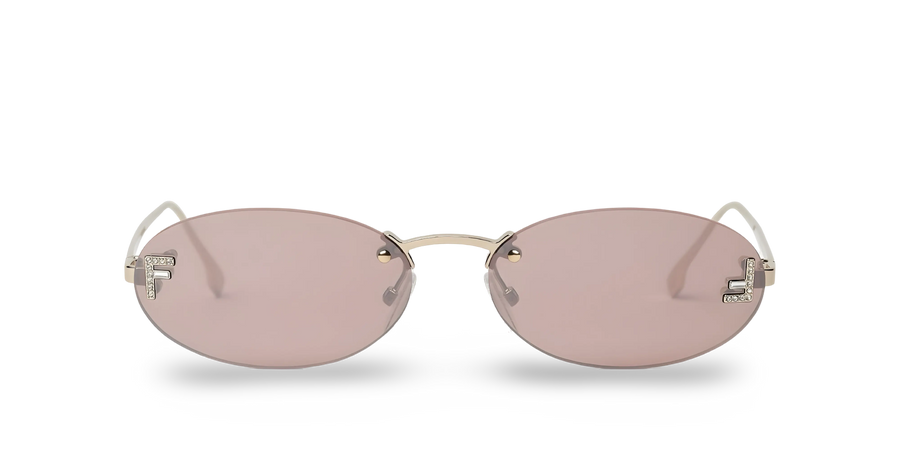 Ovale Sonnenbrille in Roségold mit verspiegelten Gläsern