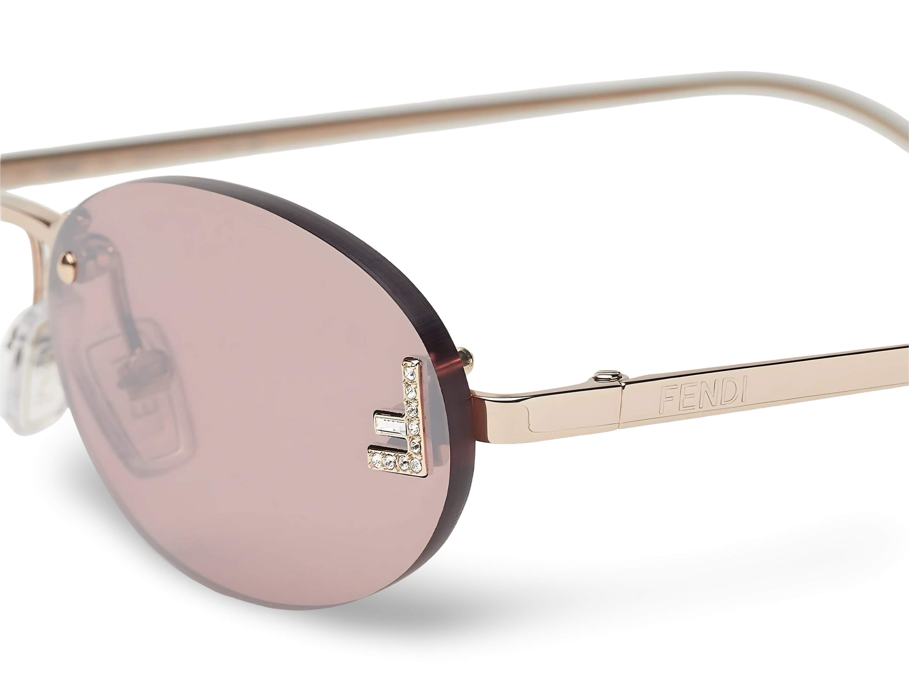 Occhiali Da Sole Ovali Oro Rosa con Lenti Flash