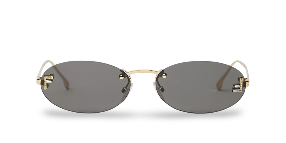Gold Oval Sunglasses with Gray Lenses