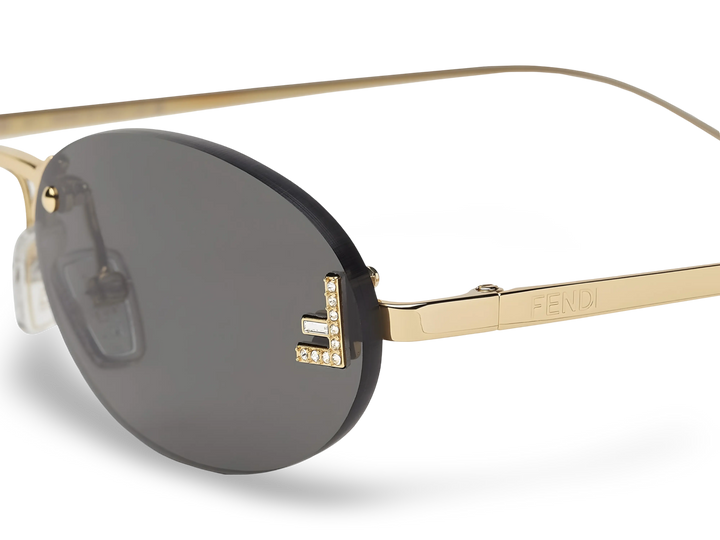 Gold Oval Sunglasses with Gray Lenses
