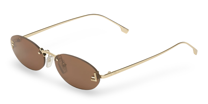 Goldene ovale Sonnenbrille mit braunen Gläsern