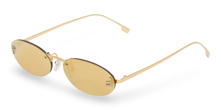 Goldene ovale Sonnenbrille mit goldverspiegelten Gläsern