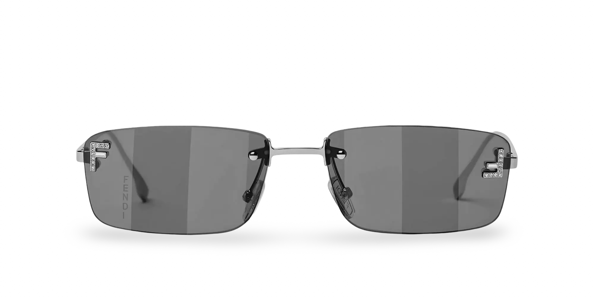 Ruthenium Rectangular Sunglasses with Grey Lenses and Pequin Motif