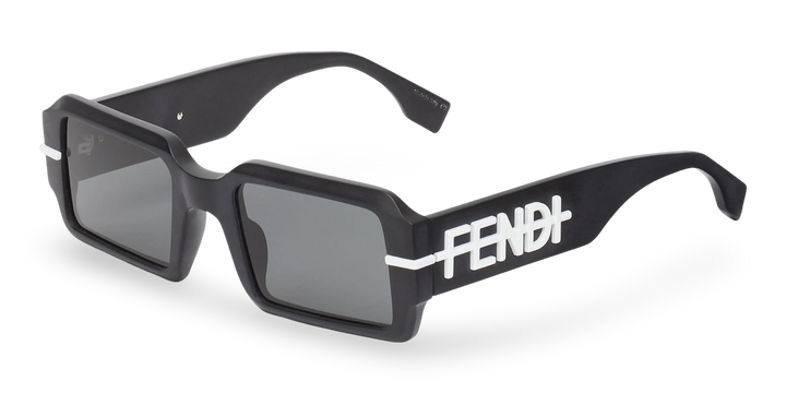 Rechteckige Sonnenbrille in Mattschwarz