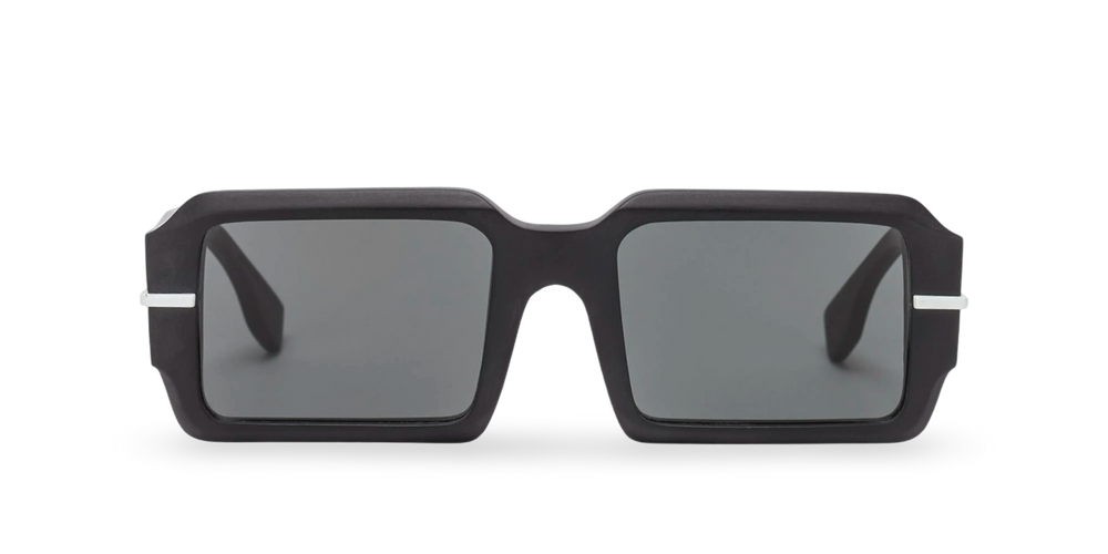 Rechteckige Sonnenbrille in Mattschwarz