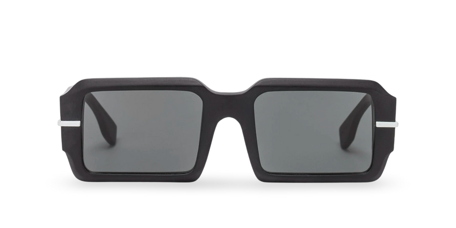 Rechteckige Sonnenbrille in Mattschwarz