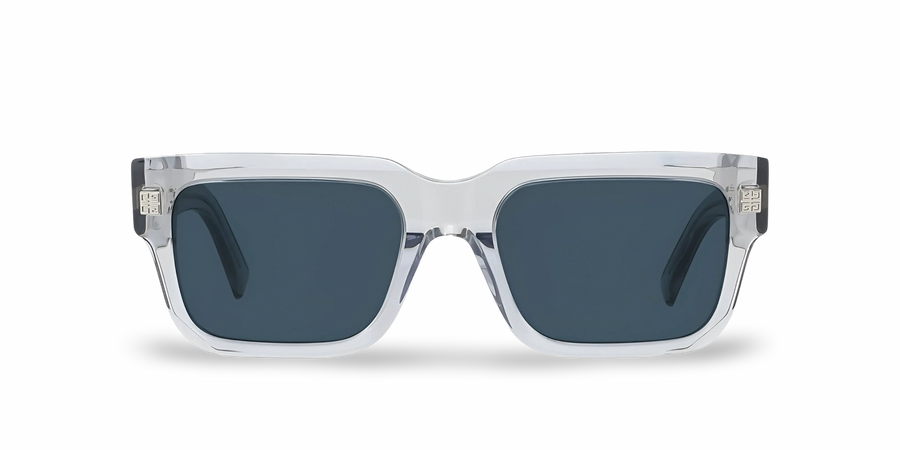 Transparent Gray Rectangular Sunglasses