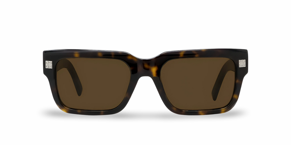 Braune rechteckige Sonnenbrille in Schildpattoptik