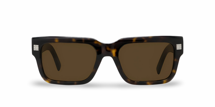 Braune rechteckige Sonnenbrille in Schildpattoptik