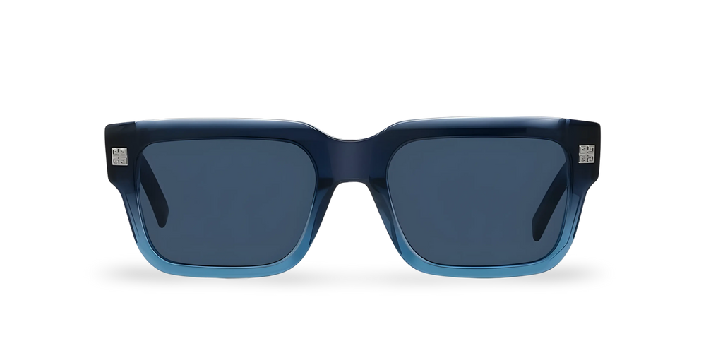 Occhiali Da Sole Rettangolari Blu Sfumato con Lenti Blu