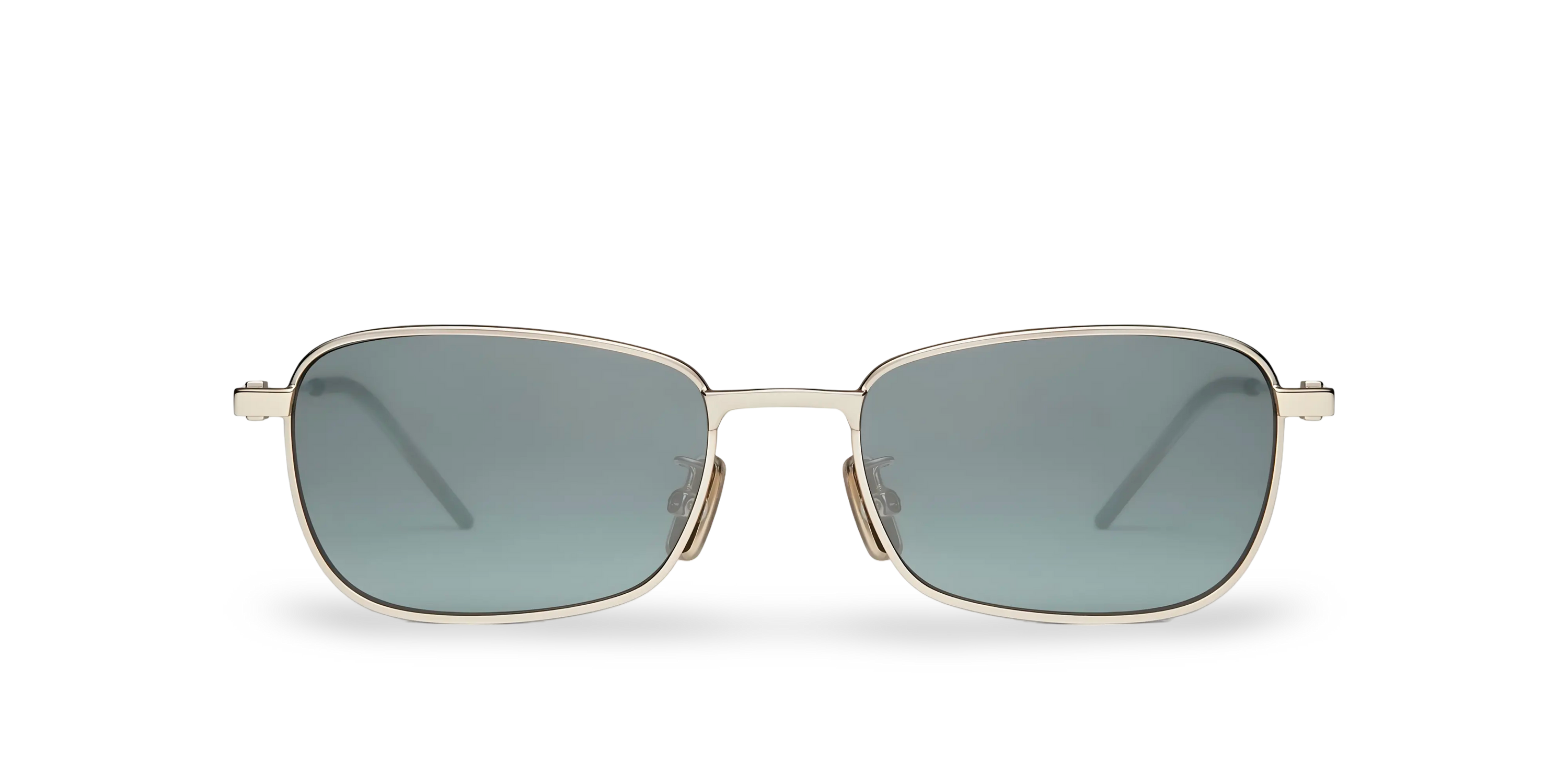 Occhiali Da Sole Rettangolare Oro Pallido con Lenti Verdi