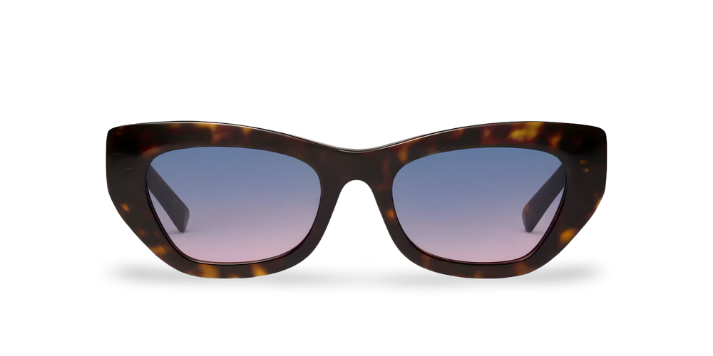 Havana Butterfly Sunglasses with Purple Gradient Blue Lenses