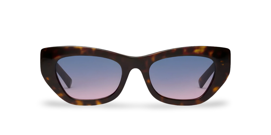 Havana Butterfly Sunglasses with Purple Gradient Blue Lenses