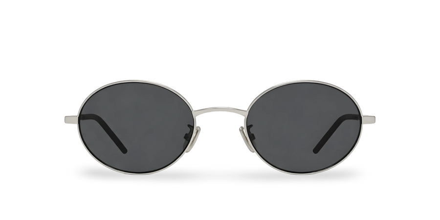 Silver Oval Sunglasses with Black Lenses