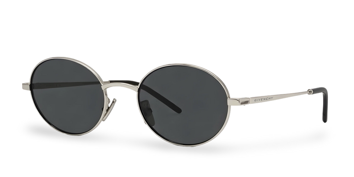 Silver Oval Sunglasses with Black Lenses