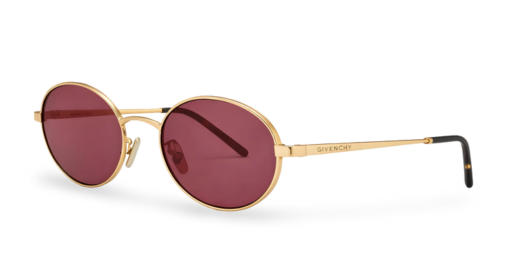 Gold Oval Sunglasses with Pink Lenses