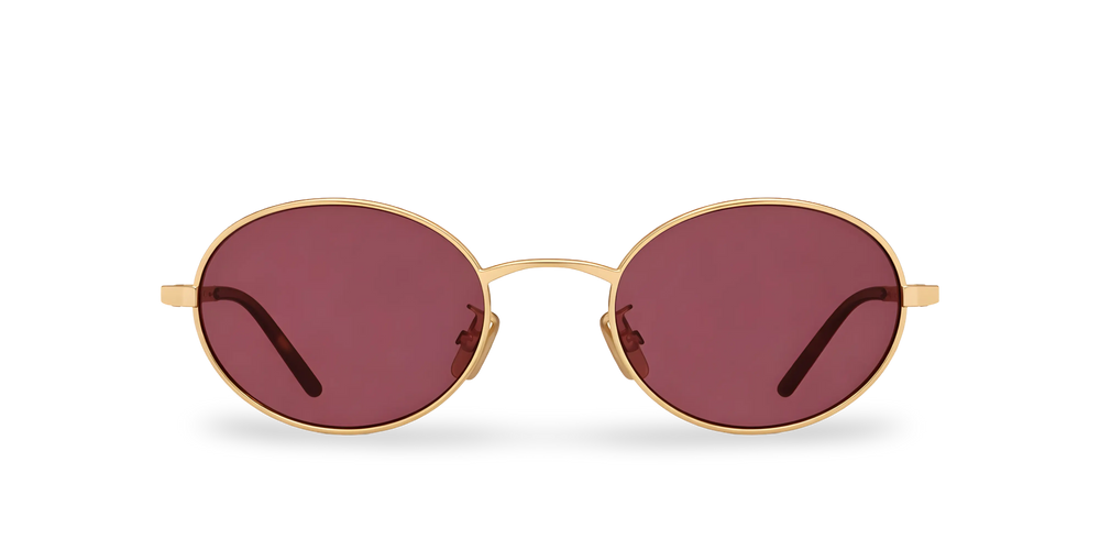 Gold Oval Sunglasses with Pink Lenses
