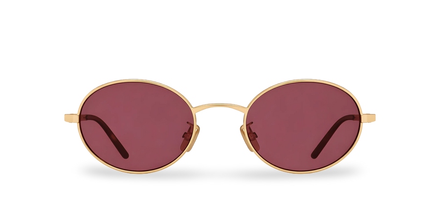 Gold Oval Sunglasses with Pink Lenses