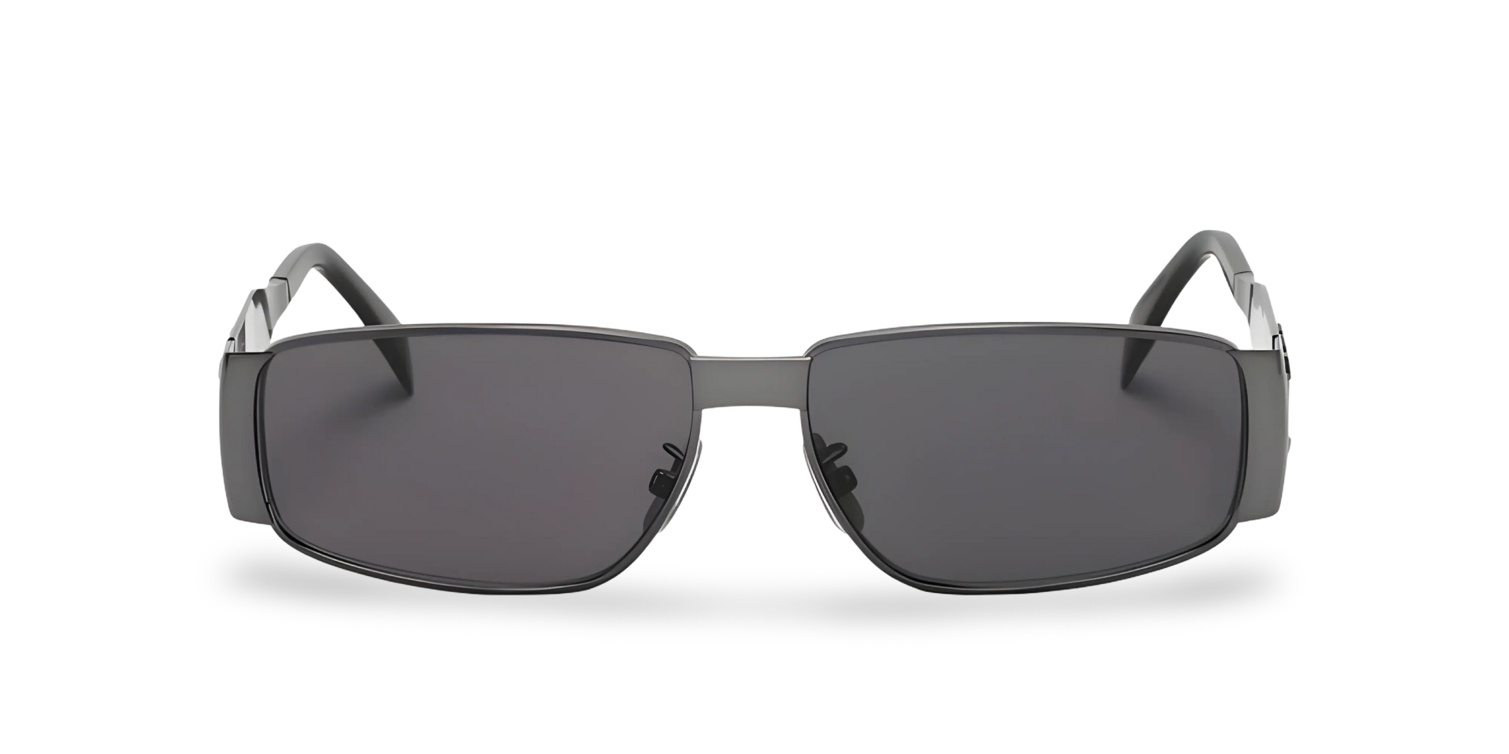 Occhiali Da Sole Rettangolare Argento con lenti Grigio Scuro